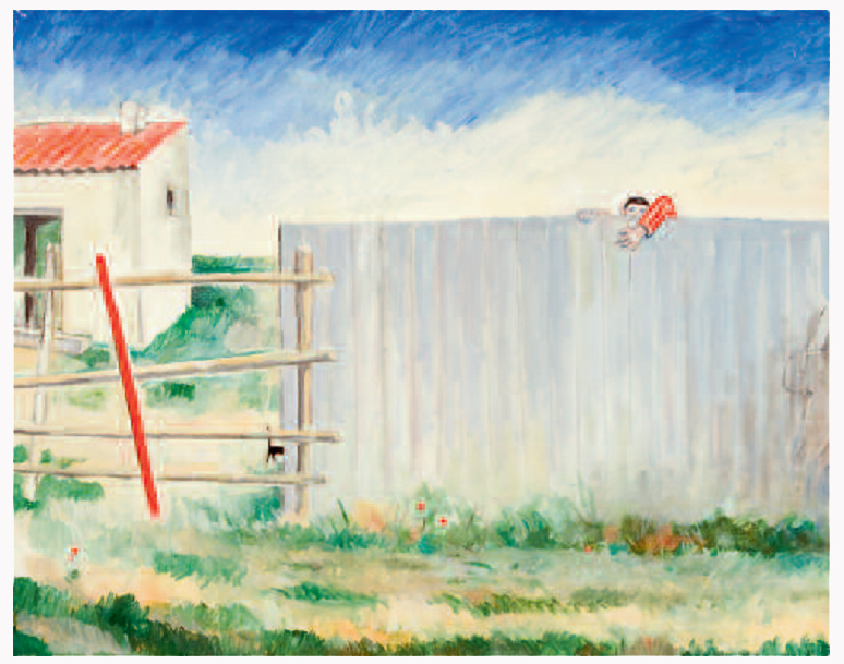 Enfant à la palissade peinture de Victorin Galière
