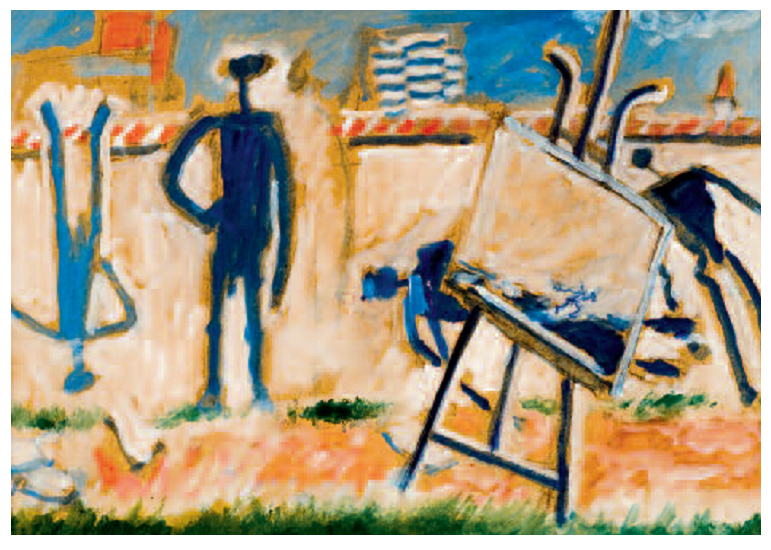 Mur peint tableau et chevalet peinture de Victorin Galière
